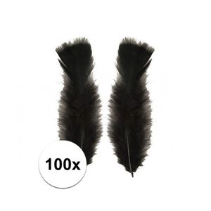 100x Zwarte veren in zak