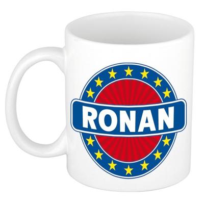 Ronan voornaam koffiemok - beker - wit/blauw - 300 ml - Cadeau - Heren - Collega - Vaderdag Ronan voornaam koffiemok - beker - wit/blauw - 300 ml - Cadeau - Heren - Collega - Vaderdag