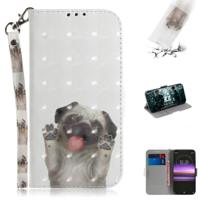 3D-schilderij patroon gekleurde tekening horizontale Flip lederen draagtas met houder & kaartsleuven & portemonnee voor Sony Xperia 1/Xperia XZ4 (PUG)