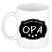 Liefste opa verjaardag cadeau mok - zwart krijtbord - 300 ml - Keramiek - opa/oma dag   -