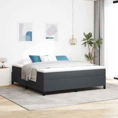 Bedframe Donkergrijs 180 x 200 cm Katoenen stof