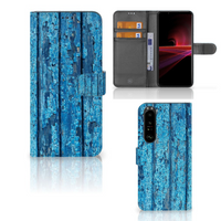 Sony Xperia 1 III Book Style Case Wood Blue - thumbnail