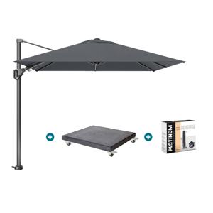 Platinum Voyager zweefparasol T2 2,7x2,7 m. - Antraciet + Modena voet en hoes