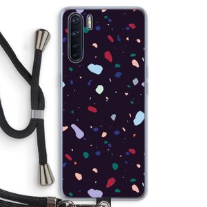 Dark Rounded Terrazzo: Oppo A91 Transparant Hoesje met koord