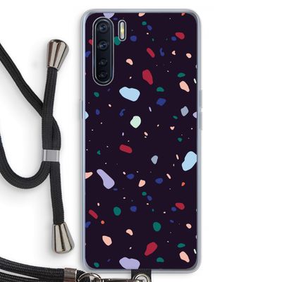 Dark Rounded Terrazzo: Oppo A91 Transparant Hoesje met koord