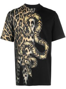 Roberto Cavalli t-shirt en coton à imprimé animalier - Noir