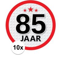 10x 85 Jaar leeftijd stickers rond verjaardag versiering   -