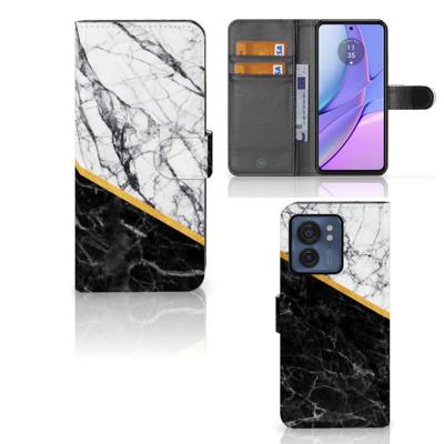 Motorola Edge 40 | Bookcase | Marmer Wit Zwart - Origineel Cadeau Man