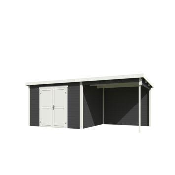 Blokhut met overkapping Kjeld 550x250 Carbon Grey-Wit - Outdoor life