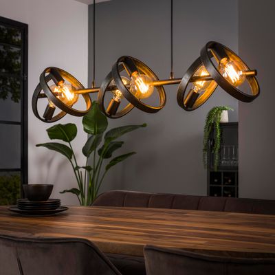 LifestyleFurn Hanglamp 'Homer' 6-lamps, kleur Charchoal