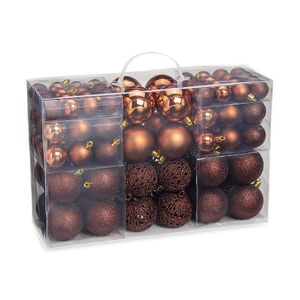 Kerstballen - 100x st - bruin - 3, 4 en 6 cm - kunststof - kerstversiering