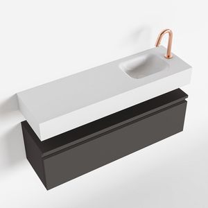 Toiletmeubel Mondiaz Andor | 100 cm | Meubelkleur Dark grey | Lex vrijhangend wastafel Talc Rechts | 1 kraangat
