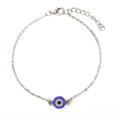 2 stuks Crystal Turkse Evil Blue Eyes vrouwen schoentjes Barefoot Chain armbanden (zilver)