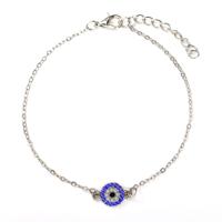 2 stuks Crystal Turkse Evil Blue Eyes vrouwen schoentjes Barefoot Chain armbanden (zilver)