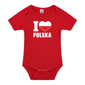 I love Polska / Polen landen rompertje rood jongens en meisjes 92 (18-24 maanden)  -