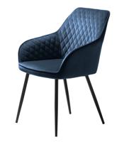 Eetkamerstoel Milton Met Armleuning Blauw Velvet - Giga Living