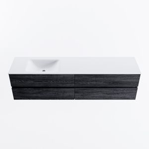 MONDIAZ VICA 190cm badmeubel onderkast Antracite 4 lades. Wastafel CLOUD links 1 kraangat, kleur Talc.