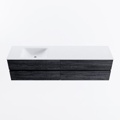 MONDIAZ VICA 190cm badmeubel onderkast Antracite 4 lades. Wastafel CLOUD links 1 kraangat, kleur Talc.