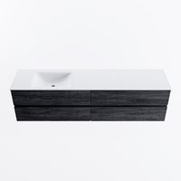 MONDIAZ VICA 190cm badmeubel onderkast Antracite 4 lades. Wastafel CLOUD links 1 kraangat, kleur Talc.