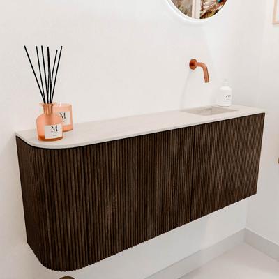 Toiletmeubel Mondiaz Joya Dlux | 101.6 cm | Meubelkleur Walnut | Faye wastafel Meli Wasbak Rechts | Zonder kraangat(en)
