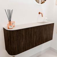 Toiletmeubel Mondiaz Joya Dlux | 101.6 cm | Meubelkleur Walnut | Faye wastafel Meli Wasbak Rechts | Zonder kraangat(en) Toiletmeubel Mondiaz Joya Dlux | 101.6 cm | Meubelkleur Walnut | Faye wastafel Meli Wasbak Rechts | Zonder kraangat(en)