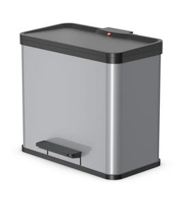 Hailo öko duo plus L 6302200 Afvalbak 26 l Plaatstaal (b x h x d) 470 x 430 x 340 mm Lichtgrijs Met voetpedaal 1 stuk(s)