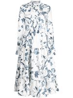 ERDEM robe en coton à fleurs - Blanc