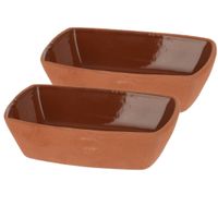 Tapasschaaltje/serveerschaaltje - 2st - Terracotta - 170ml 13x9x3,5cm