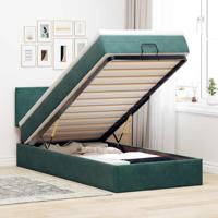 Ottoman bed met matras 90x190cm fluweel donkergroen