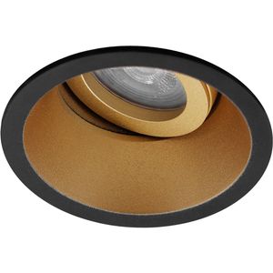 Spot Armatuur GU10 - Pragmi Zano Pro - GU10 Inbouwspot - Rond - Zwart/Goud - Aluminium - Kantelbaar - Ø93mm
