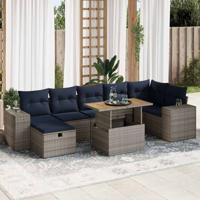 8-delige Loungeset met kussens poly rattan acacia bruin