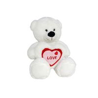 Pluche knuffelbeer met wit/rood Love hartje 20 cm   -