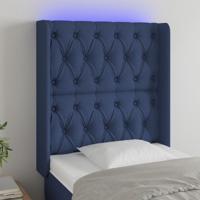 Hoofdbord LED 83x16x118/128 cm stof blauw
