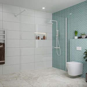 Fortifura Galeria inloopdouche - 180x200cm - helder glas - wandarm - mat wit SW797920/SW797906