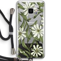 Wit bloemenpatroon: Samsung Galaxy S9 Transparant Hoesje met koord