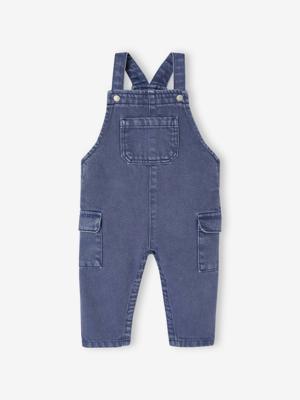 Babytuinbroek van canvas indigoblauw