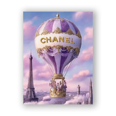 Glasschilderij - Chanel luchtballon - 60 x 80 cm