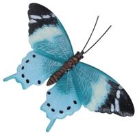 Tuindecoratie vlinder - lichtblauw/zwart - metaal - 35 x 24 cm - Tuin/schutting/schuur Tuindecoratie vlinder - lichtblauw/zwart - metaal - 35 x 24 cm - Tuin/schutting/schuur