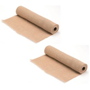 2x rollen jute doek/stof op rol 5 x 0,5 meter per rol hobbymateriaal