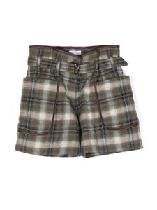 Brunello Cucinelli Kids short matelassé à carreaux - Tons neutres