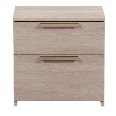 2e Halve Prijs Leen Bakker - Nachtkastje Tempo - 2 Lades - Grijs Eikenkleur - Spaanplaat - Bruin - 44x44x34 Cm
