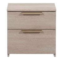 2e Halve Prijs Leen Bakker - Nachtkastje Tempo - 2 Lades - Grijs Eikenkleur - Spaanplaat - Bruin - 44x44x34 Cm