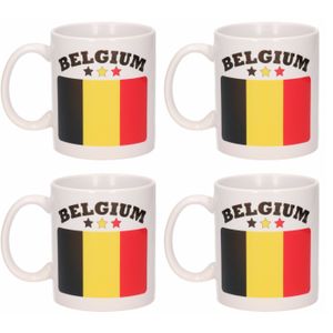 Set van 4x stuks mokken Belgische vlag 300 Ml