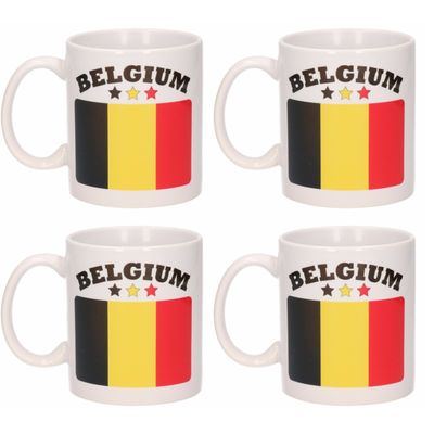 Set van 4x stuks mokken Belgische vlag 300 Ml