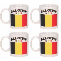 Set van 4x stuks mokken Belgische vlag 300 Ml - thumbnail