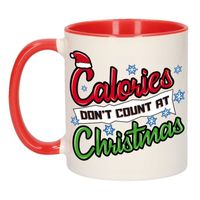 Kerst cadeau beker / mok calories dont count at Christmas 300 ml   -