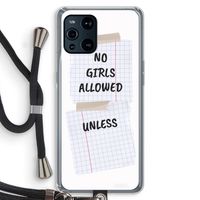 No Girls Allowed Unless: Oppo Find X3 Pro Transparant Hoesje met koord