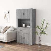 Hoge kast bewerkt hout grijs sonoma eikenkleurig