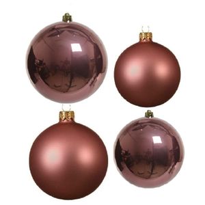 Glazen kerstballen pakket oudroze glans/mat 38x stuks 4 en 6 cm