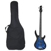 VidaXL Basgitaar voor beginners elektrisch met tas 4/4 46" blauw zwart
